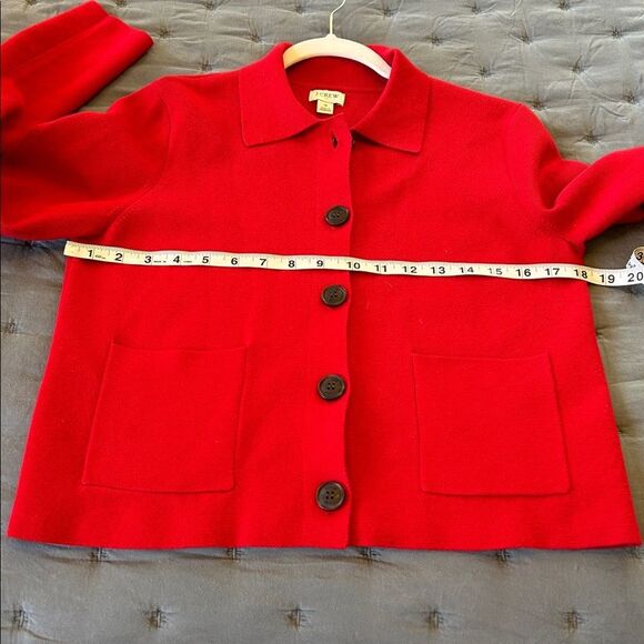 J. Crew cardinal red Polo cardigan sweater size small - Picture 9 of 11